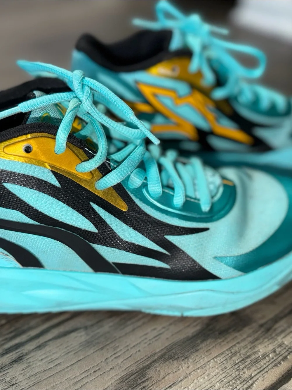 Melo Kids Sneakers in Aqua Turquoise with Yellow Accents